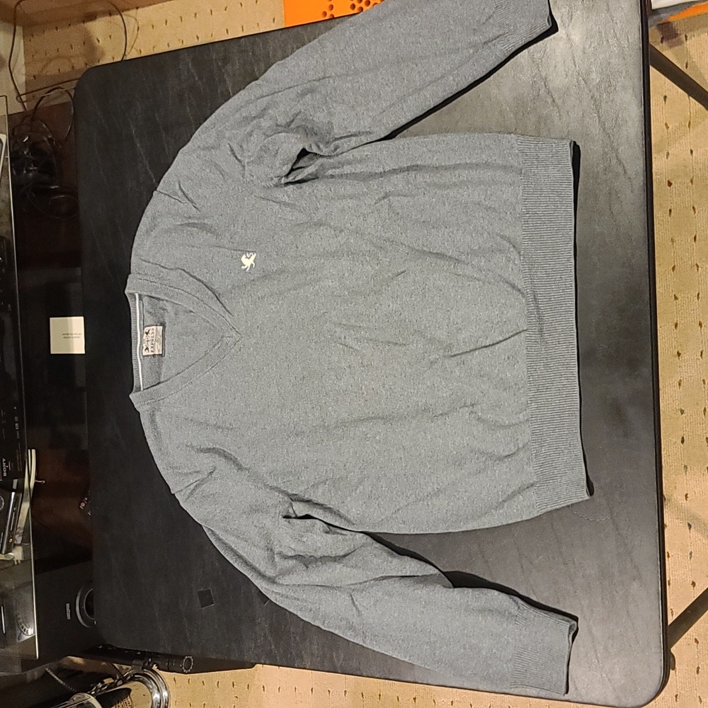 Express v-neck sweater gray XL